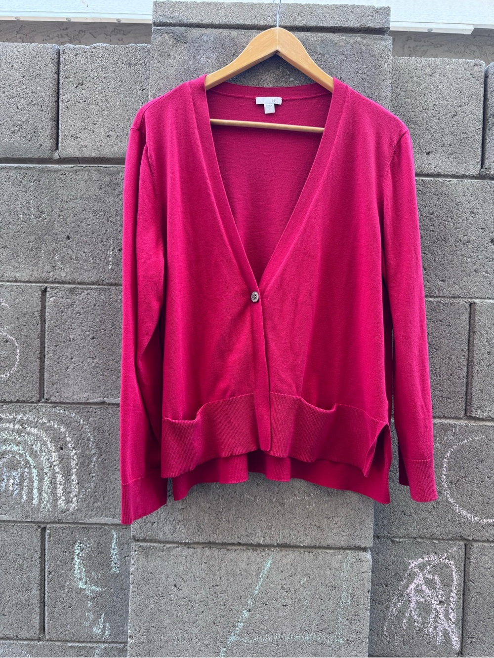 J Jill Silk Blend V-Neck Single-Button Cardigan Sweater large